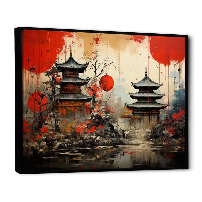 Designart "Asian Art Urban Fusion" Asian Framed Wall Art Living Room